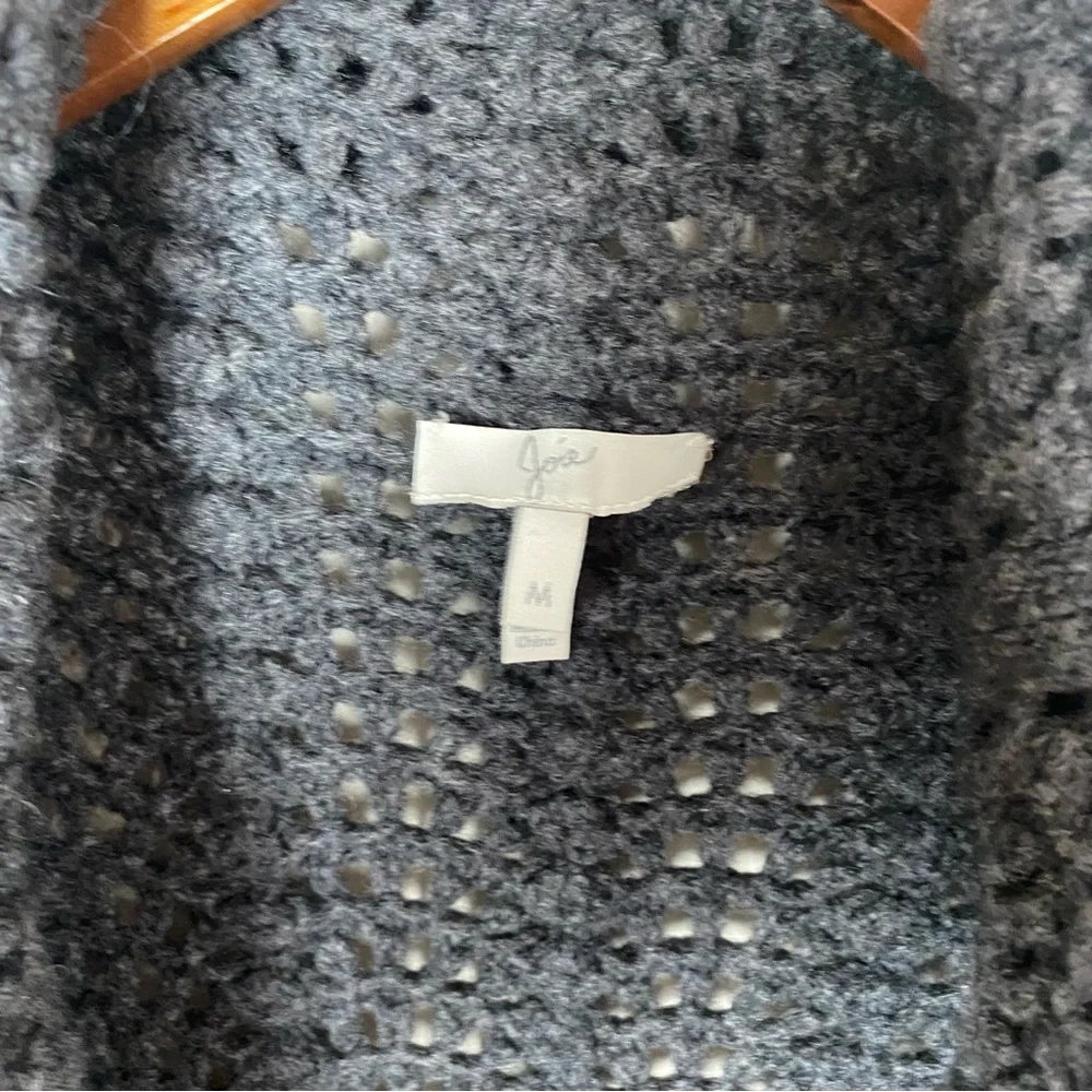 Joie Wool Blend Cascade Open Knit Cardigan Gray - Picture 5 of 7